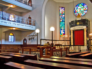 Main sanctuary of the synagogue in Genova