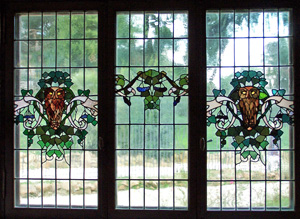 Stained glass windows gave the name to the House of Owls at Villa Torlonia, Rome, Italy.